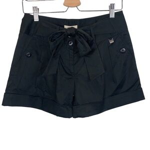 Vertigo Paris NWT Black Cotton  Blend Pleated Dress Shorts Sash Belt sz 4